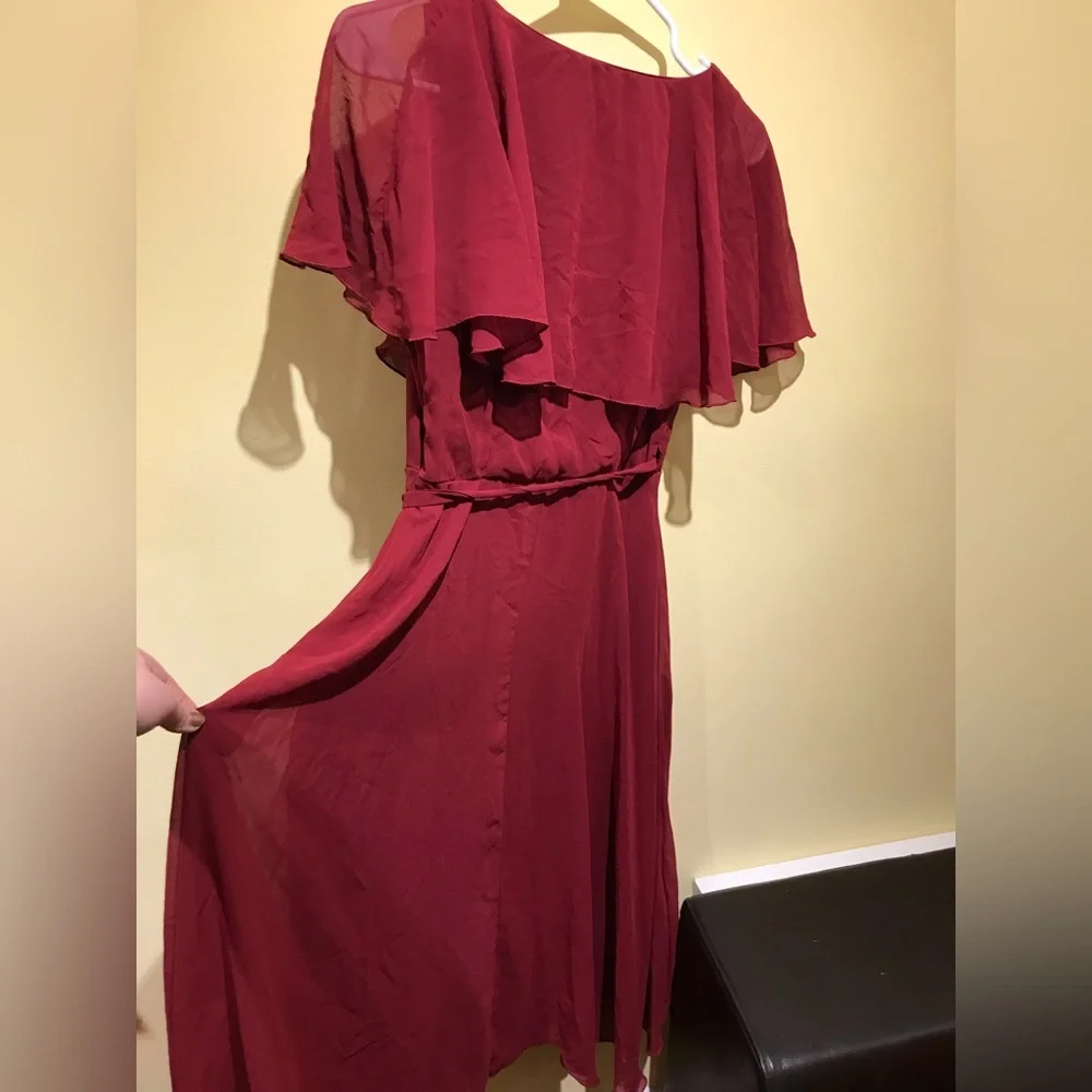 ASOS Chiffon Maroon Cape Dress - Picture 4 of 6